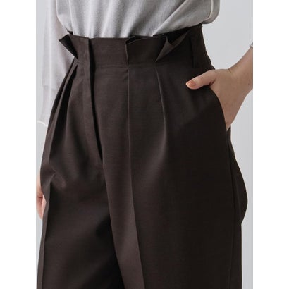 ランバン コレクション LANVIN COLLECTION ウエストメロー ストレートタックパンツ （ダークブラウン）｜詳細画像