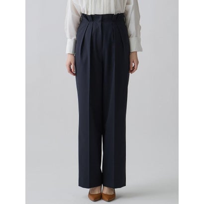 ランバン コレクション LANVIN COLLECTION ウエストメロー ストレートタックパンツ （ダークブラウン）｜詳細画像