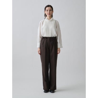 ランバン コレクション LANVIN COLLECTION ウエストメロー ストレートタックパンツ （ネイビー）｜詳細画像