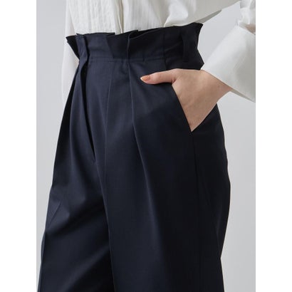 ランバン コレクション LANVIN COLLECTION ウエストメロー ストレートタックパンツ （ネイビー）｜詳細画像