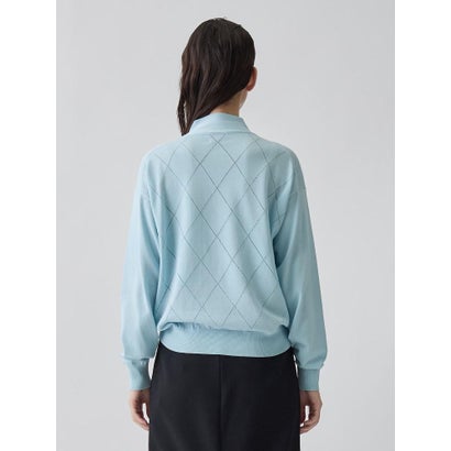 ランバン コレクション LANVIN COLLECTION 16ゲージアイレット柄ニット （ライトブルー）｜詳細画像
