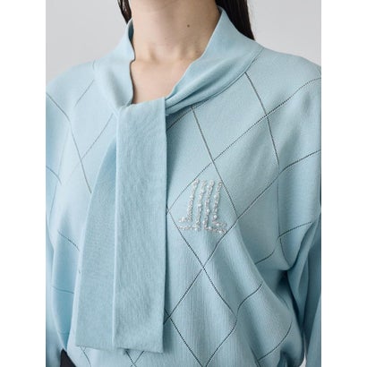 ランバン コレクション LANVIN COLLECTION 16ゲージアイレット柄ニット （ライトブルー）｜詳細画像