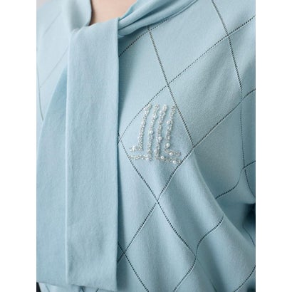 ランバン コレクション LANVIN COLLECTION 16ゲージアイレット柄ニット （ライトブルー）｜詳細画像