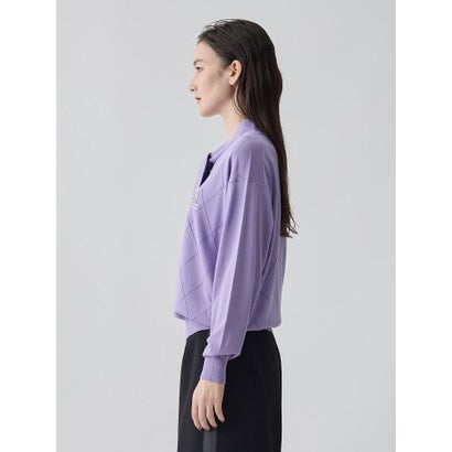 ランバン コレクション LANVIN COLLECTION 16ゲージアイレット柄ニット （ライトブルー）｜詳細画像