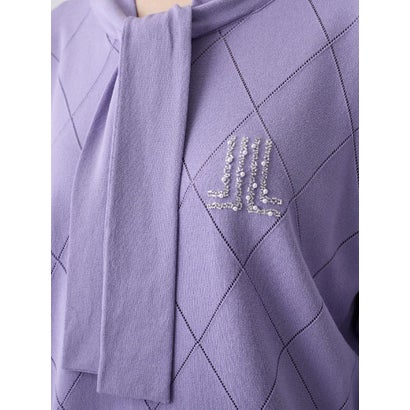 ランバン コレクション LANVIN COLLECTION 16ゲージアイレット柄ニット （ライトブルー）｜詳細画像