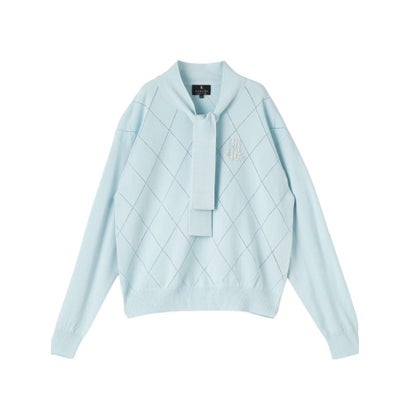 ランバン コレクション LANVIN COLLECTION 16ゲージアイレット柄ニット （ライトブルー）｜詳細画像