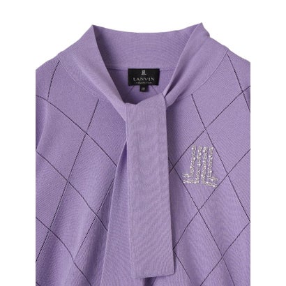 ランバン コレクション LANVIN COLLECTION 16ゲージアイレット柄ニット （ライトブルー）｜詳細画像