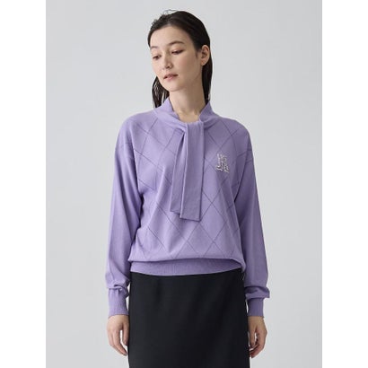 ランバン コレクション LANVIN COLLECTION 16ゲージアイレット柄ニット （ラベンダー）｜詳細画像