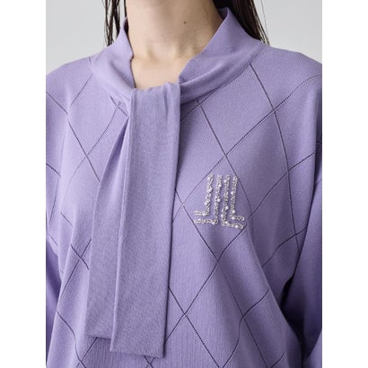 ランバン コレクション LANVIN COLLECTION 16ゲージアイレット柄ニット （ラベンダー）｜詳細画像