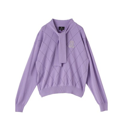 ランバン コレクション LANVIN COLLECTION 16ゲージアイレット柄ニット （ラベンダー）｜詳細画像