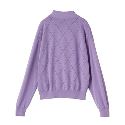 ランバン コレクション LANVIN COLLECTION 16ゲージアイレット柄ニット （ラベンダー）｜詳細画像