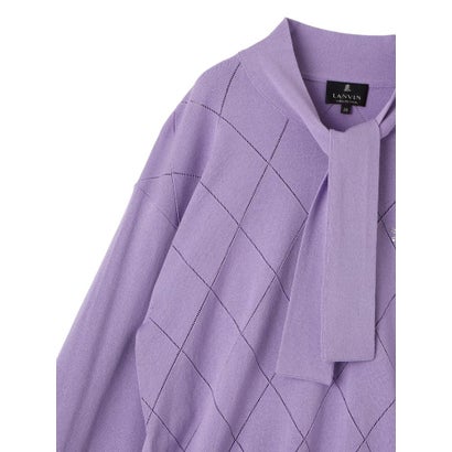 ランバン コレクション LANVIN COLLECTION 16ゲージアイレット柄ニット （ラベンダー）｜詳細画像