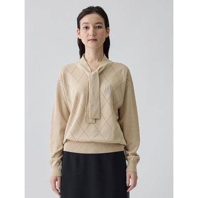 ランバン コレクション LANVIN COLLECTION 16ゲージアイレット柄ニット （ラベンダー）｜詳細画像