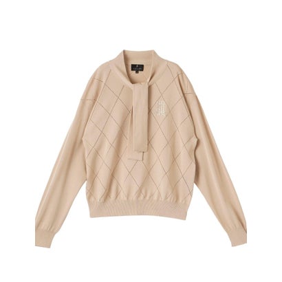ランバン コレクション LANVIN COLLECTION 16ゲージアイレット柄ニット （ベージュ）｜詳細画像