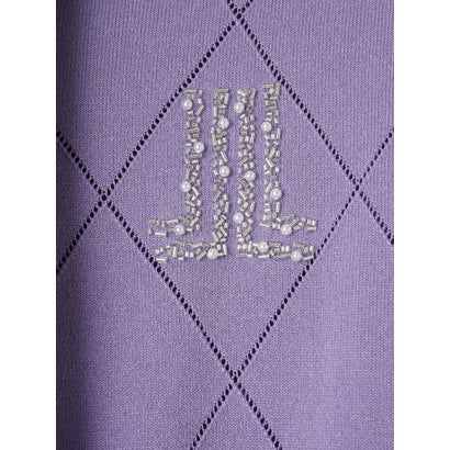 ランバン コレクション LANVIN COLLECTION 16ゲージアイレット柄ニット （ベージュ）｜詳細画像