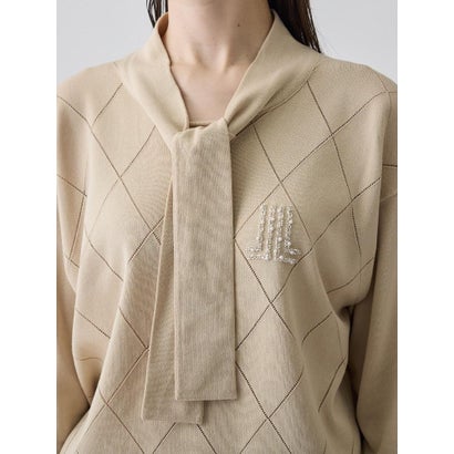 ランバン コレクション LANVIN COLLECTION 16ゲージアイレット柄ニット （ベージュ）｜詳細画像