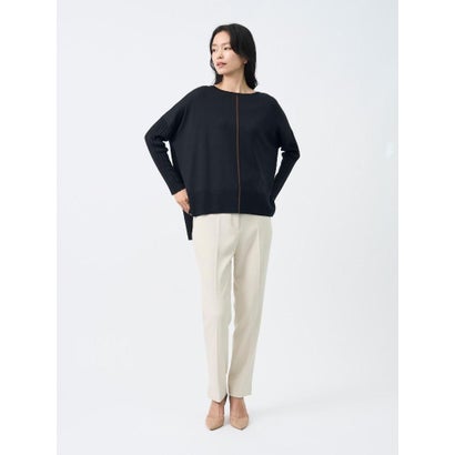 ランバン コレクション LANVIN COLLECTION シルク100% 袋インターシャライン プルオーバー （ブラック）｜詳細画像
