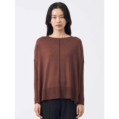 ランバン コレクション LANVIN COLLECTION シルク100% 袋インターシャライン プルオーバー （ブラック）｜詳細画像