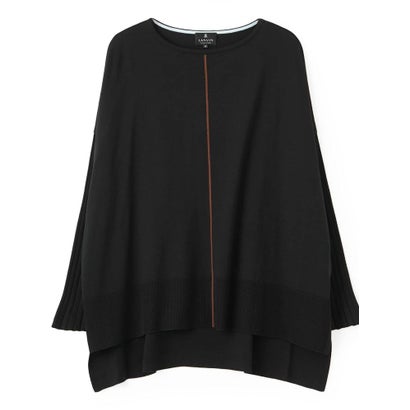 ランバン コレクション LANVIN COLLECTION シルク100% 袋インターシャライン プルオーバー （ブラック）｜詳細画像