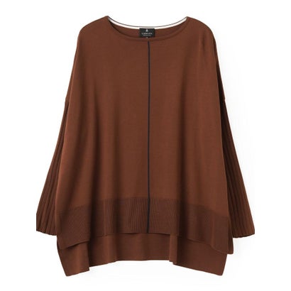 ランバン コレクション LANVIN COLLECTION シルク100% 袋インターシャライン プルオーバー （ブラウン）｜詳細画像