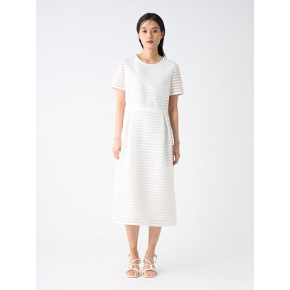 ランバン コレクション LANVIN COLLECTION シースルーボーダードレス （オフホワイト）｜詳細画像