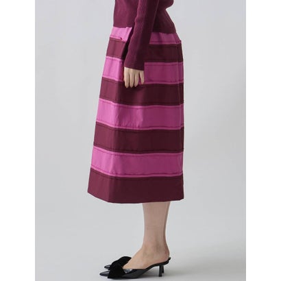 ランバン コレクション LANVIN COLLECTION パウダータッチボーダーデザインスカート （レッド系その他）｜詳細画像