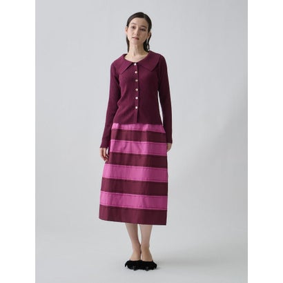 ランバン コレクション LANVIN COLLECTION パウダータッチボーダーデザインスカート （レッド系その他）｜詳細画像