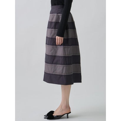 ランバン コレクション LANVIN COLLECTION パウダータッチボーダーデザインスカート （レッド系その他）｜詳細画像