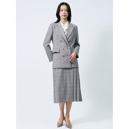 ランバン コレクション LANVIN COLLECTION INTESAグレンチェック アシンメトリー巻きスカート （レッド系その他）｜詳細画像