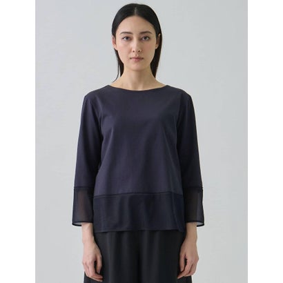 ランバン コレクション LANVIN COLLECTION シアー切り替えカットソー （ネイビー）｜詳細画像