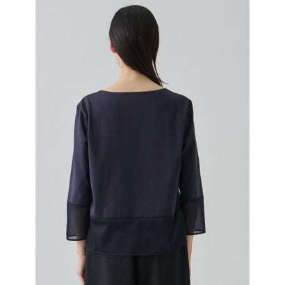 ランバン コレクション LANVIN COLLECTION シアー切り替えカットソー （ネイビー）｜詳細画像