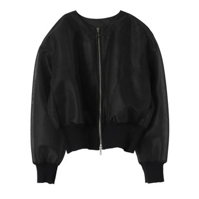 ランバン コレクション LANVIN COLLECTION シアーダンボールニットブルゾン （ブラック）｜詳細画像