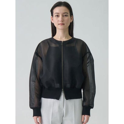 ランバン コレクション LANVIN COLLECTION シアーダンボールニットブルゾン （ブラック）｜詳細画像