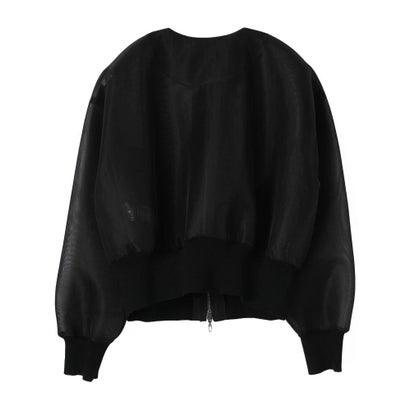 ランバン コレクション LANVIN COLLECTION シアーダンボールニットブルゾン （ブラック）｜詳細画像