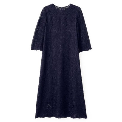 ランバン コレクション LANVIN COLLECTION レースチュール切替えワンピース （ネイビー）｜詳細画像