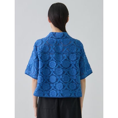 ランバン コレクション LANVIN COLLECTION ウォールカットジャカード・シャツカラーブラウス （ブラック）｜詳細画像
