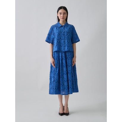 ランバン コレクション LANVIN COLLECTION ウォールカットジャカード・シャツカラーブラウス （ブラック）｜詳細画像