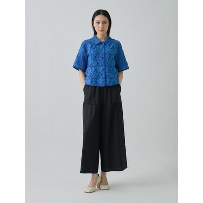 ランバン コレクション LANVIN COLLECTION ウォールカットジャカード・シャツカラーブラウス （ブラック）｜詳細画像