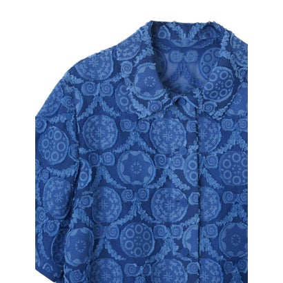 ランバン コレクション LANVIN COLLECTION ウォールカットジャカード・シャツカラーブラウス （ブラック）｜詳細画像