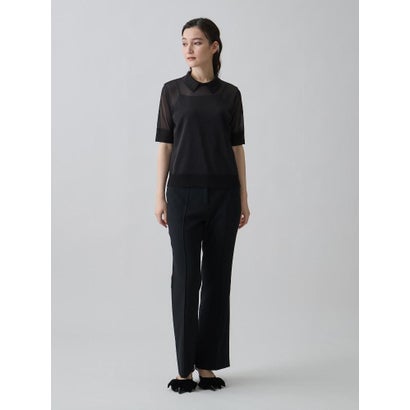 ランバン コレクション LANVIN COLLECTION 添え糸編みロゴ・ハイゲージニット （ブラック）｜詳細画像