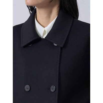 ランバン コレクション LANVIN COLLECTION ウールカシミヤ ハンドステッチステンカラーコート （ブラック）｜詳細画像