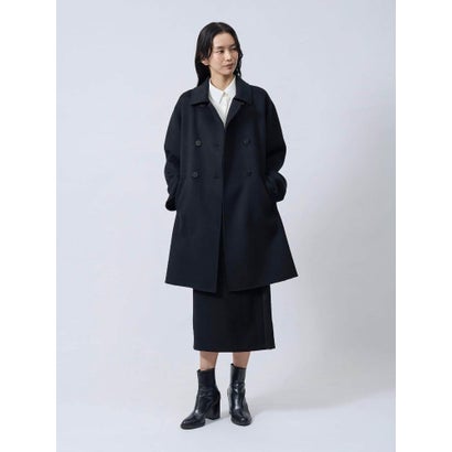 ランバン コレクション LANVIN COLLECTION ウールカシミヤ ハンドステッチステンカラーコート （ブラック）｜詳細画像