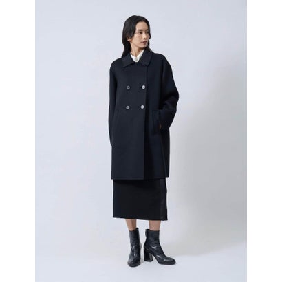 ランバン コレクション LANVIN COLLECTION ウールカシミヤ ハンドステッチステンカラーコート （ブラック）｜詳細画像