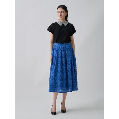 ランバン コレクション LANVIN COLLECTION ウォールカットジャカード・ボックスタックスカート （ブラック）｜詳細画像