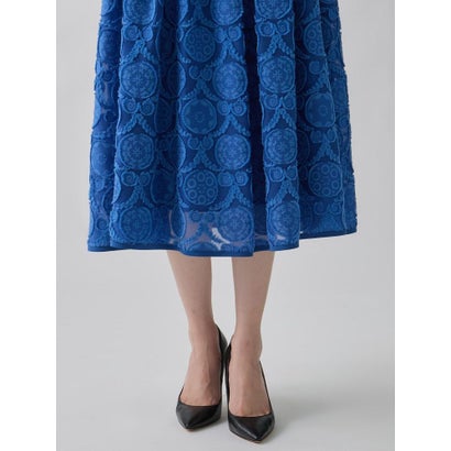 ランバン コレクション LANVIN COLLECTION ウォールカットジャカード・ボックスタックスカート （ブルー）｜詳細画像