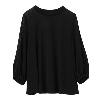 ランバン コレクション LANVIN COLLECTION 異素材コンビ・リブ使いトップス （ブラック）｜詳細画像