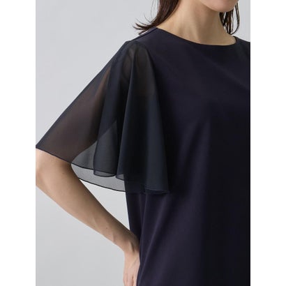 ランバン コレクション LANVIN COLLECTION 変形スリーブ・ハイブリッドカットソー （ネイビー）｜詳細画像