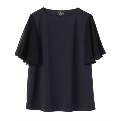 ランバン コレクション LANVIN COLLECTION 変形スリーブ・ハイブリッドカットソー （ネイビー）｜詳細画像
