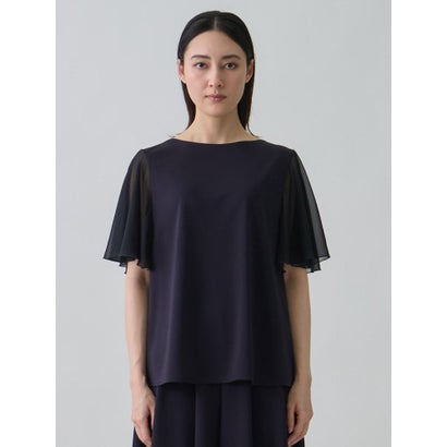 ランバン コレクション LANVIN COLLECTION 変形スリーブ・ハイブリッドカットソー （ネイビー）｜詳細画像