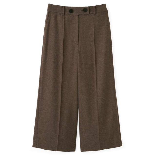 センタープレスワイドパンツ （ブラウン）